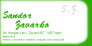 sandor zavarko business card